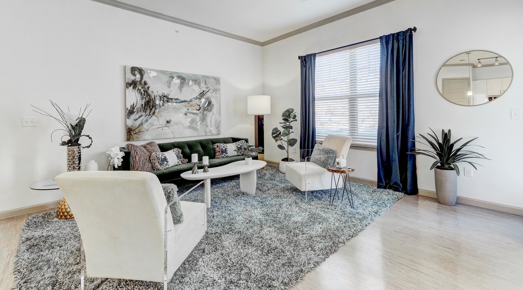 a living room with a large window